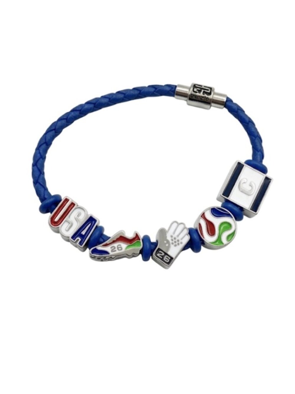 FIFA WORLD CUP 2026 AUTHENTIC USA Braided Cord Beaded Charm Bracelet w/ Backer